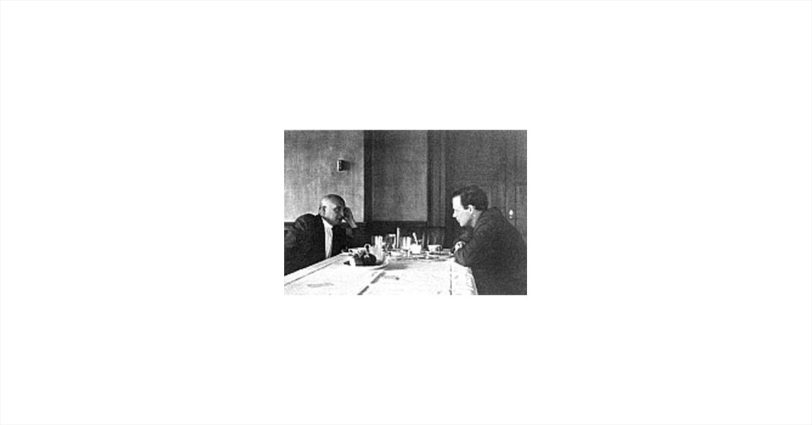Figure 6. Alexis Carrel and Charles Lindbergh Having Lunch at the Rockefeller Institute, Where They Developed a Pump That was Later Known as the Artificial Heart